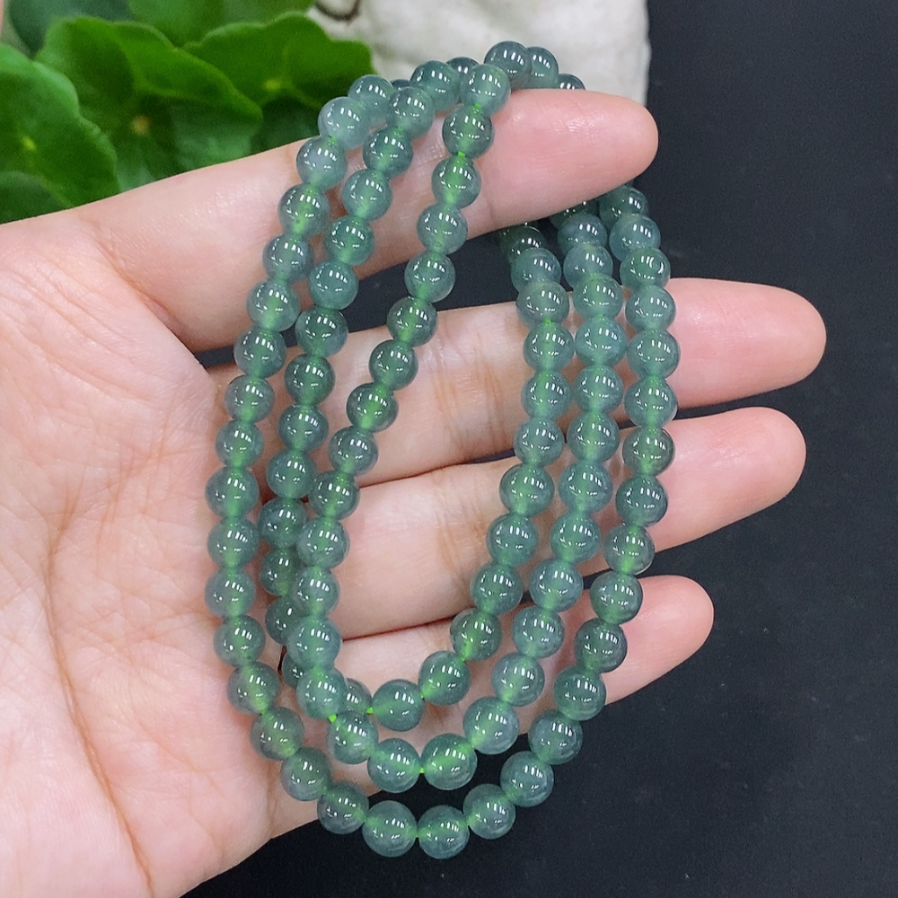 F35126234 Jadeite Bead Necklace Approx. 5.8mm Non-Gold Total Weight Approx. 39.1g