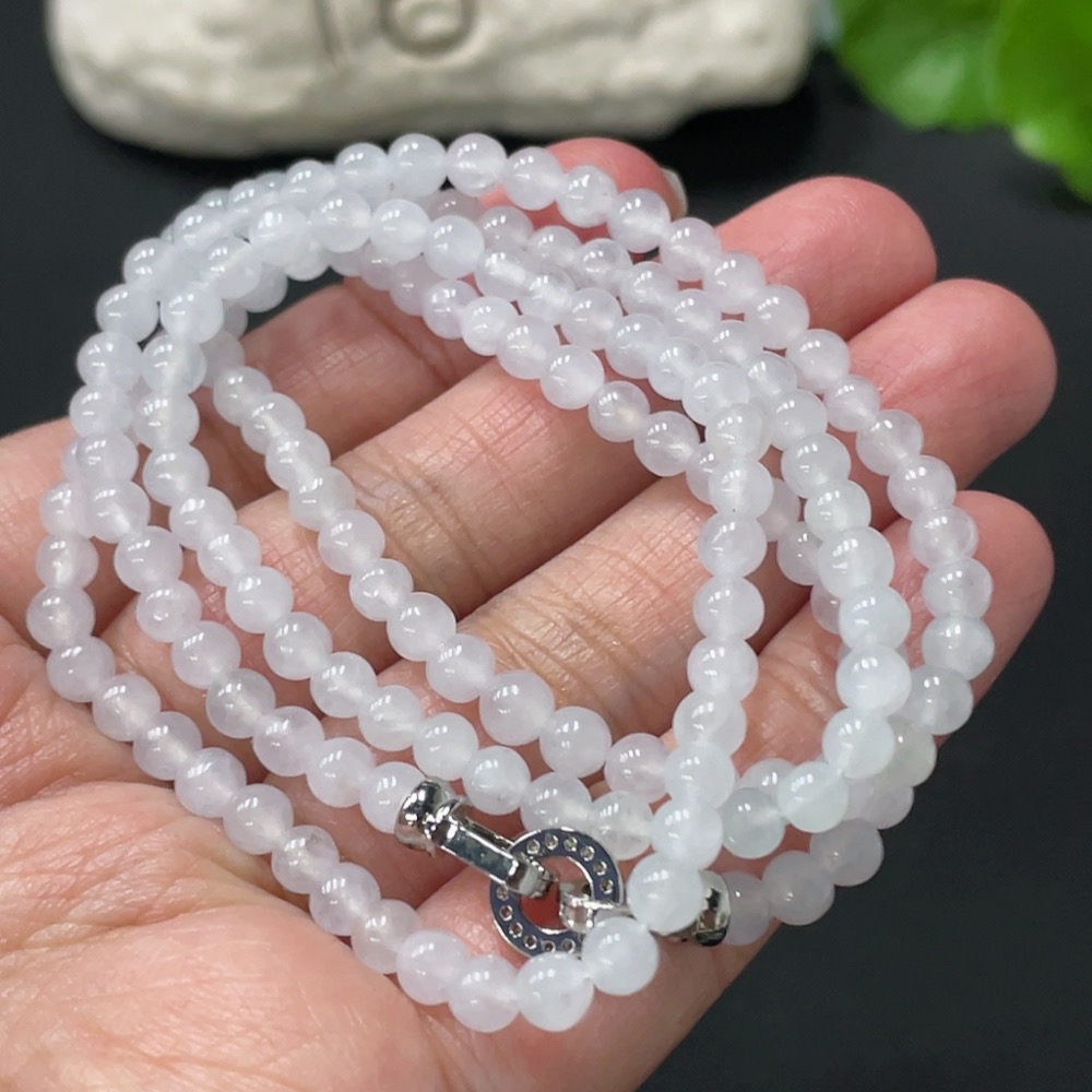 F27071254 Jadeite Bead Necklace Approx. 4.3mm Total Weight About 22.3g Non-Gold Clasp