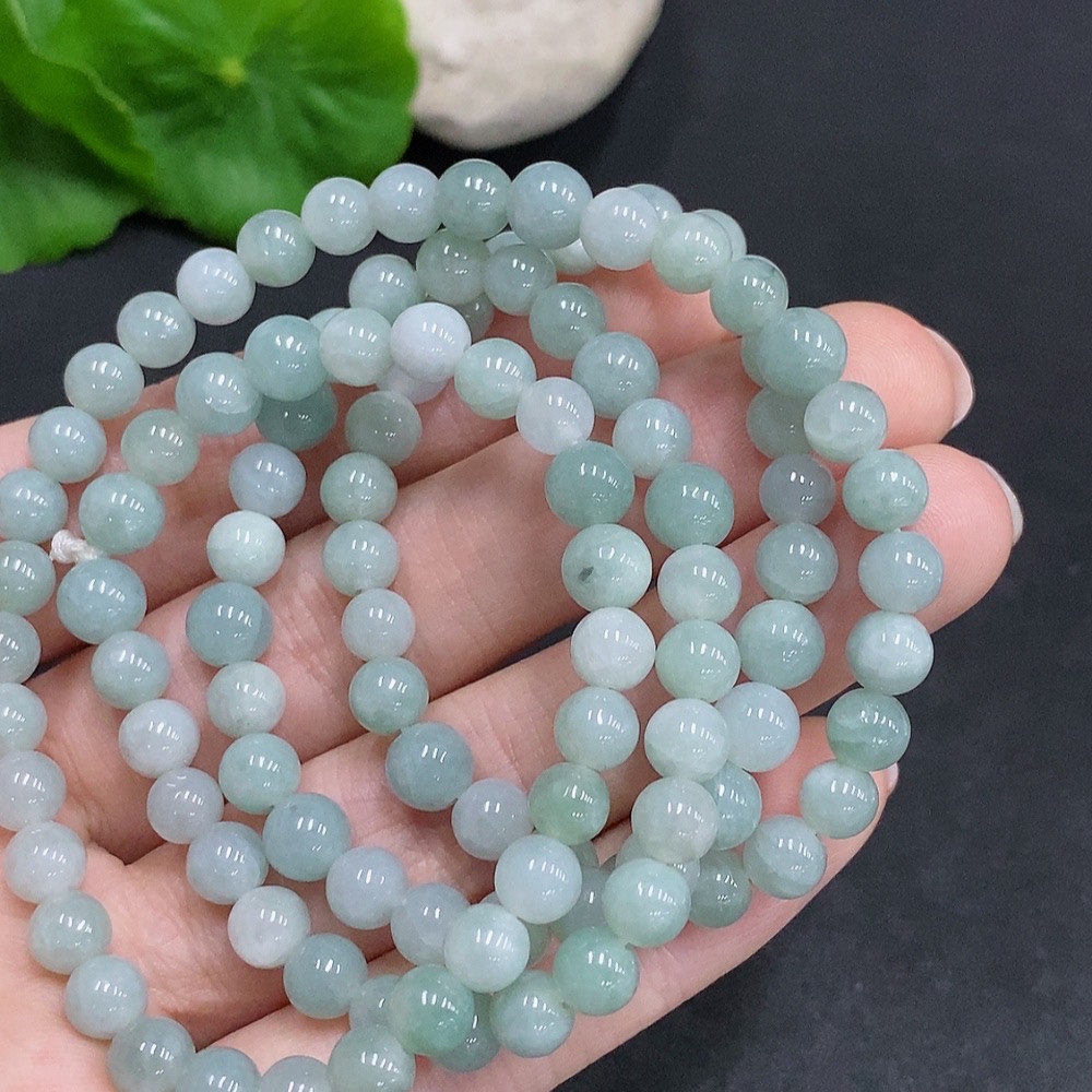 F34969260 Jadeite Bead Necklace Total Weight Approx. 37.3g Size About 5.7mm
