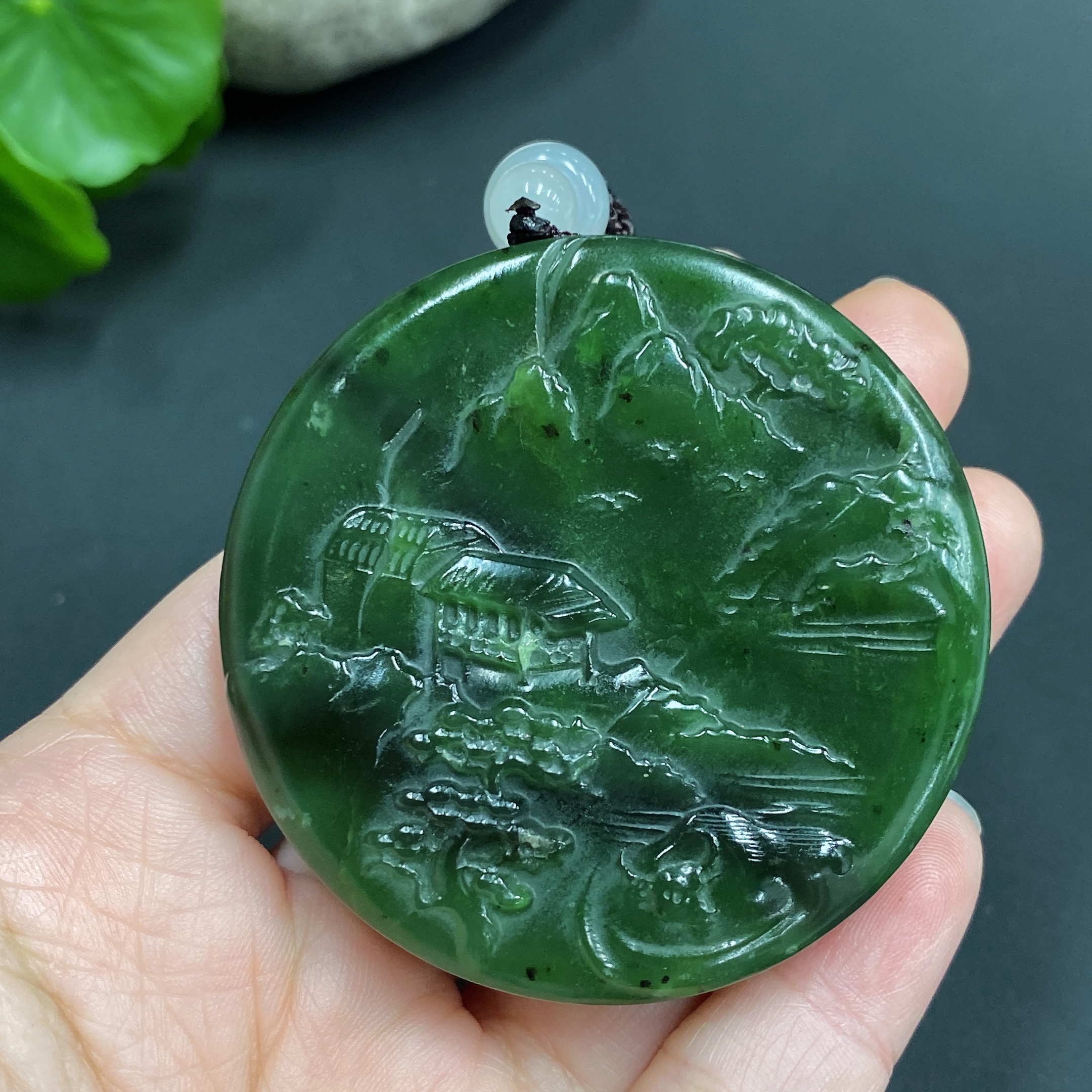 H14540287 Hetian Jade Pendant Guanyin Total Weight Approx. (including rope) 69g