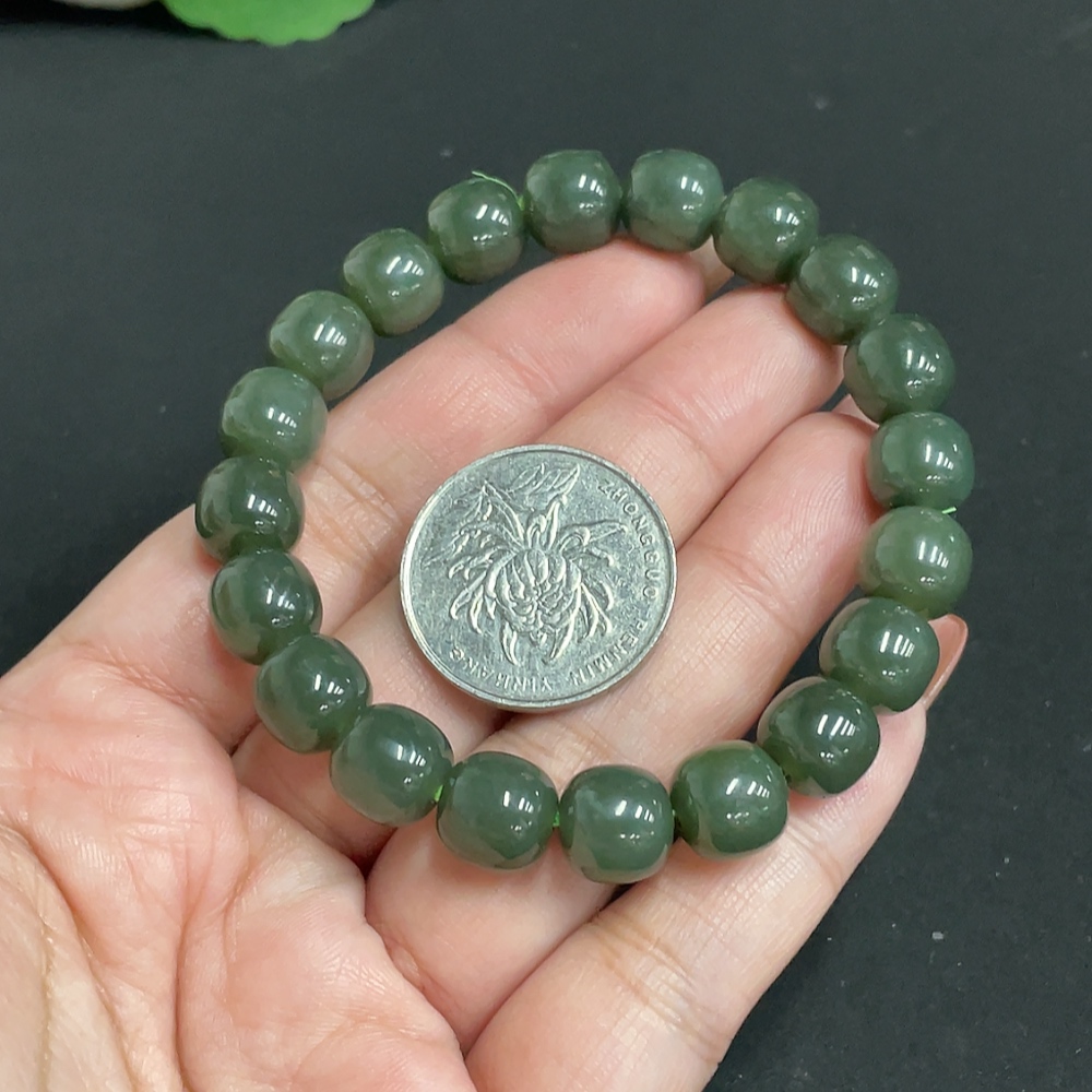 H35101701 Hetian Jade Bracelet, Approx. 9.8mm, Total Weight Approx. 33g