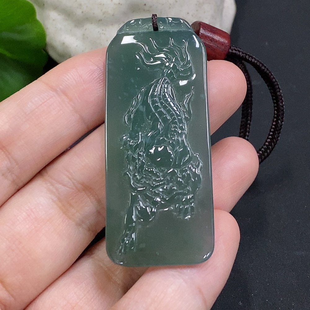 F34050725 Jadeite Lion Pendant Total Weight Including Rope Approx. 14.3g