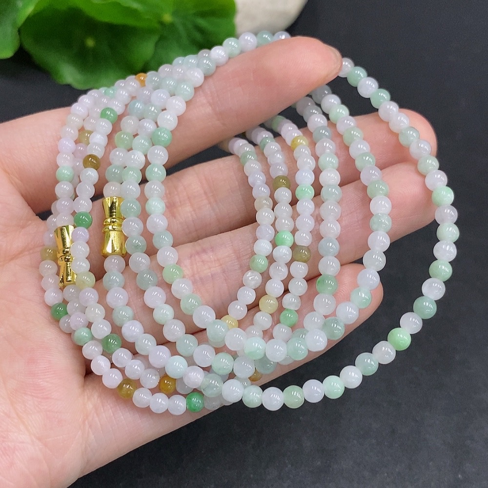 F34061624 Jadeite Beads Sell as a Lot Non Gold Inlaid