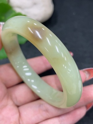 H34980011 Hetian Jade Round Bracelet Size 54.4 Total Weight Approx. 51.7g With Crack