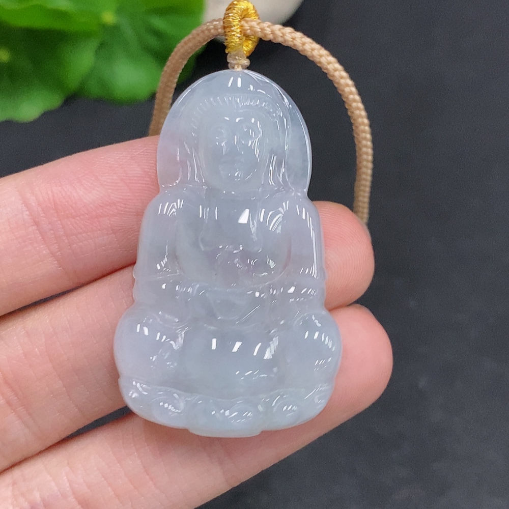 F35078161 Jadeite Guanyin Pendant, total weight including cord approximately 11.6g