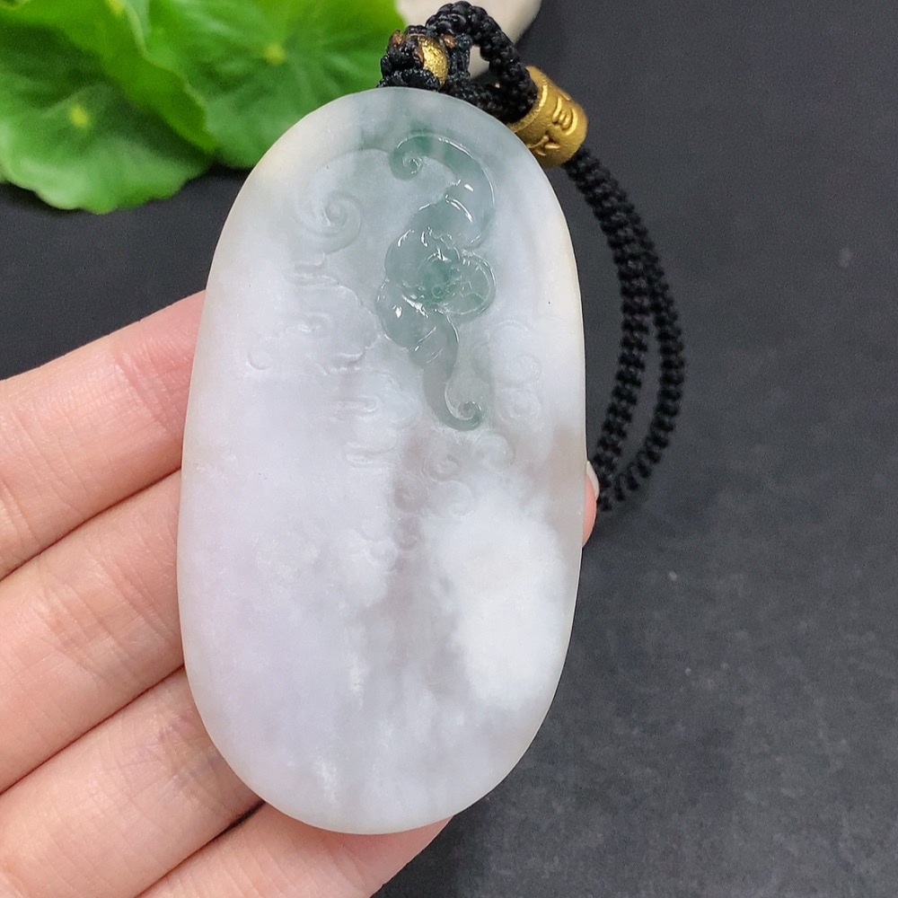 F34002994 Jadeite Dragon Soaring Across the Seas Pendant