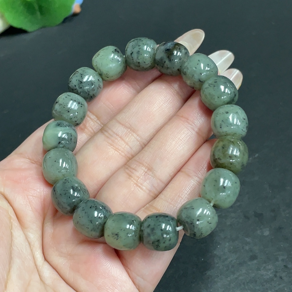 H29398609 Hetian Jade Bracelet, Approx. 11.6mm Beads, Total Weight About 49g