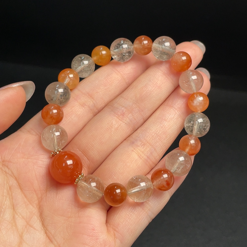 C30445422 Crystal Bracelet with Visible Organic Matter, Total Weight Approx. 25.51g, Size 8.2-12mm, Non-Gold