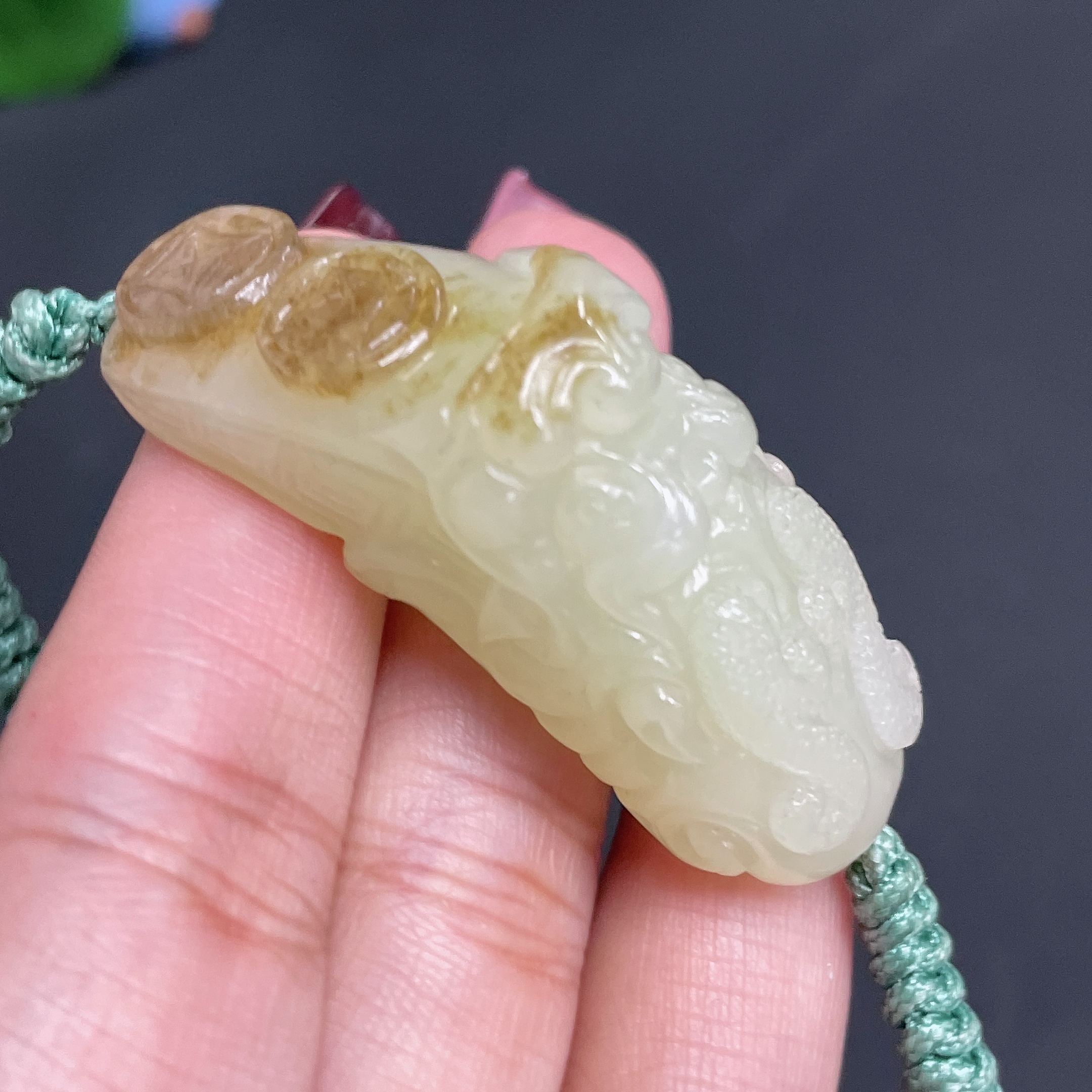 H23687026 Hetian Jade Hand Tablet Total Weight (Including Rope) 26g