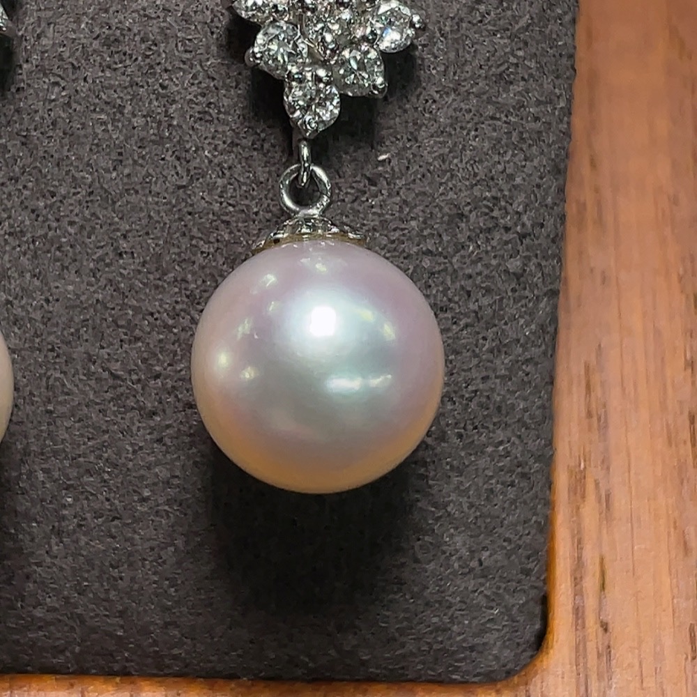 C28217481 Seawater Pearl Earrings PT900 Total Weight Approx.7.2g Size Approx.9.1mm