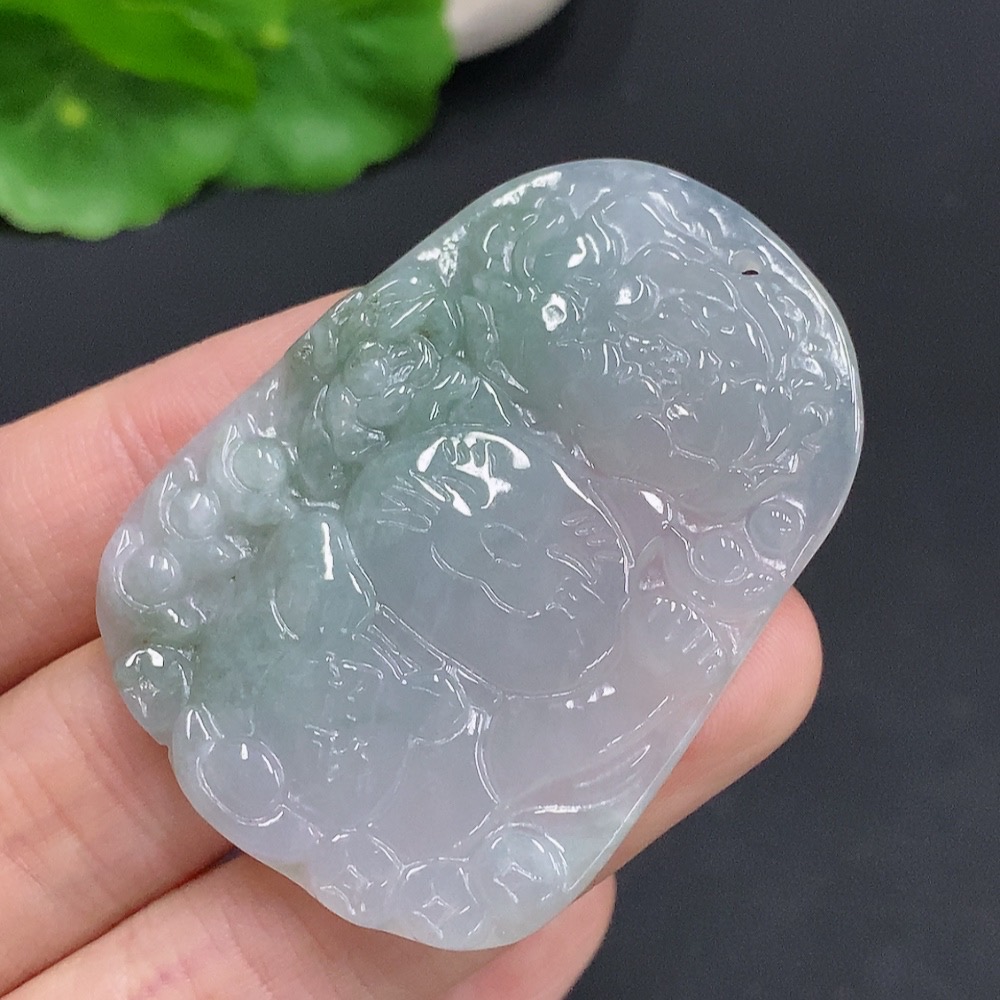 F32757344 Jadeite Maneki-Neko Pendant