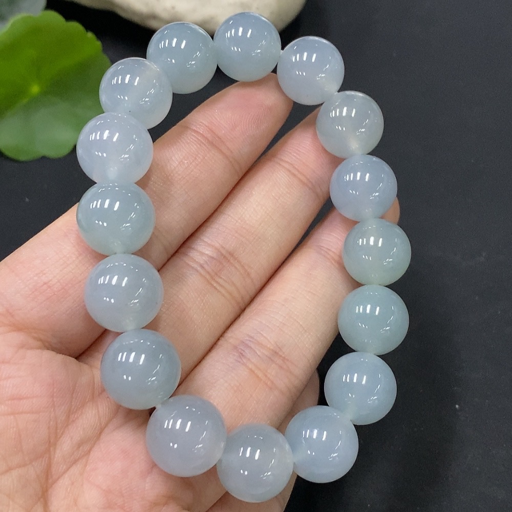 F27179521 Jadeite Beads Bracelet, Approx. 12.3mm, Total Weight Approx. 51.62g