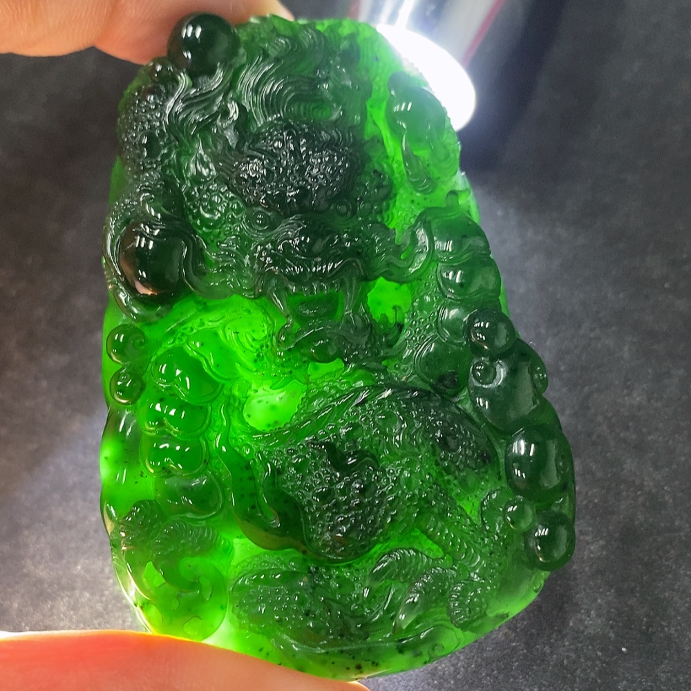 F34030991 Jadeite Pendant Dragon Plaque Total Weight Approx. 56.16g