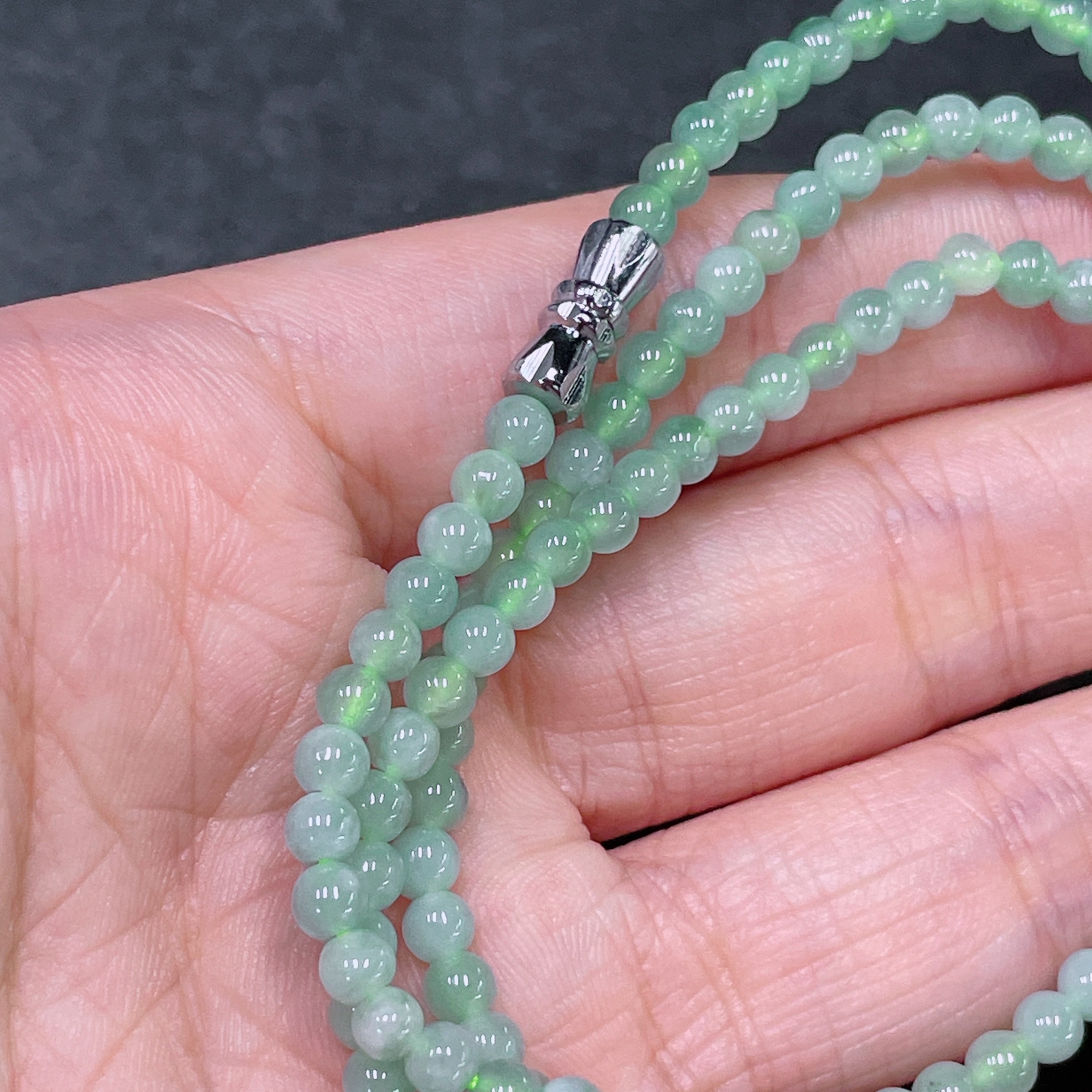 F33839295 Jadeite Bead Necklace Approx. 3.8mm Non-Gold-Set Total Weight Approx. 14.36g
