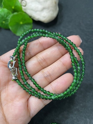 F34030535 Jadeite Bead Necklace Approx. 3mm Non-Gold Total Weight Approx. 9.62g