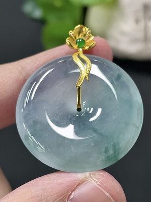 F35145496 Jadeite Pendant Peace Buckle 18k Total Weight Approx. 10.16g