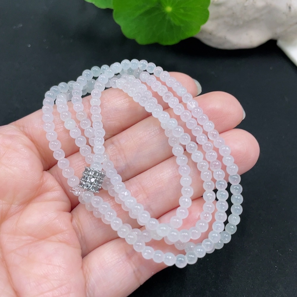 F30453565 Jadeite Bead Necklace approx. 3.5mm total weight approx. 13.77g non-gold inlaid