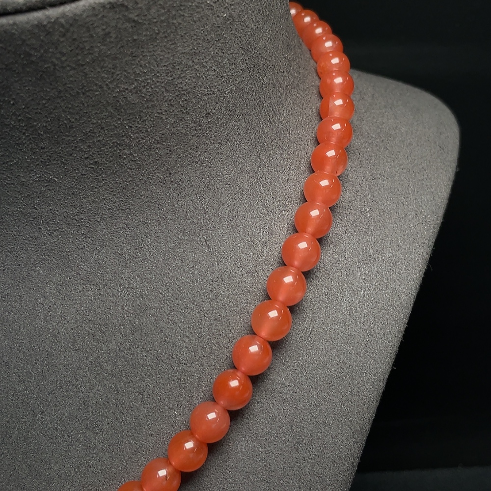 C34008137 Red Agate Beaded Necklace with Visible Organic Matter, Total Weight Approx. 42.25g, Size 8.1mm, Non-Gold