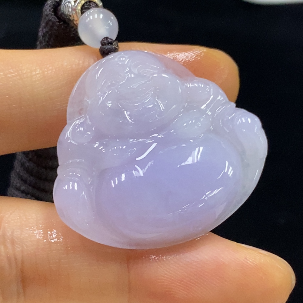F35095086 Jadeite Pendant Buddha with Non-A Beads and Cord Total Weight Approx. 12.07g
