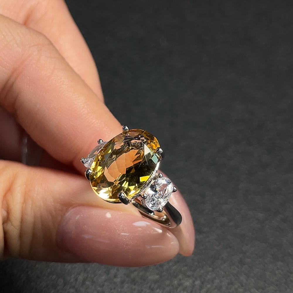 C34009080 Crystal Ring Adjustable Non-Gold Total Weight Approx. 3.70g Size 13.7*9.5mm