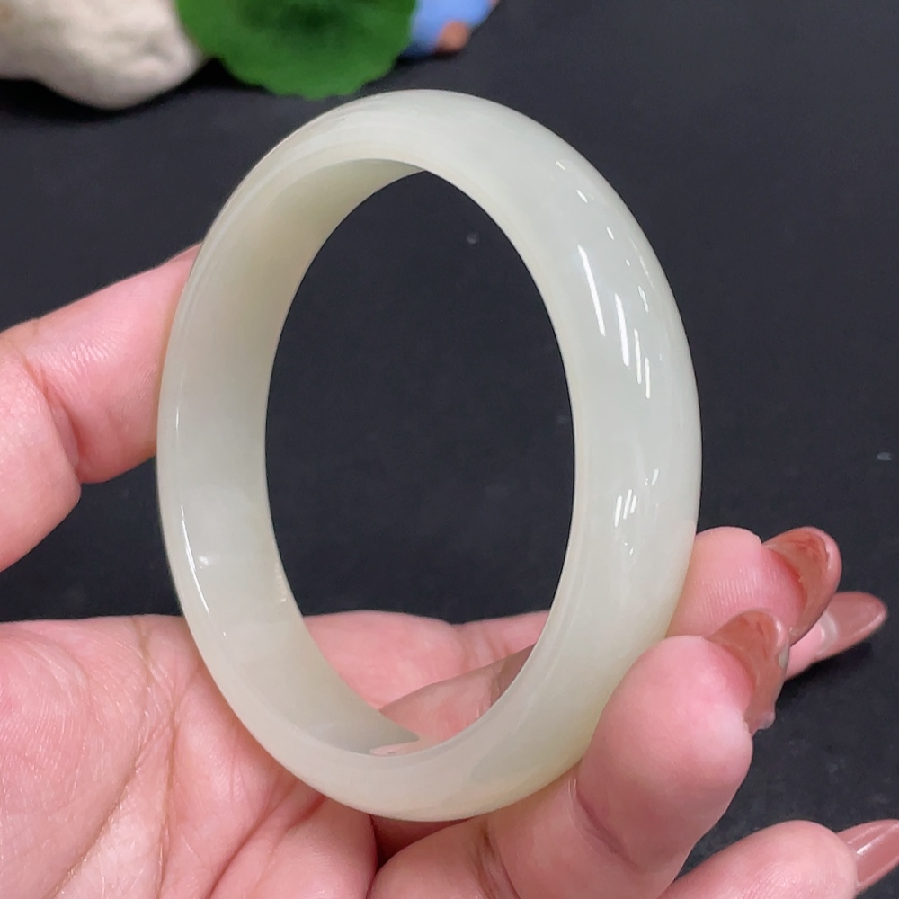 H34011098 Hetian Jade Round Bracelet Size 49 Total Weight Approx. 49g
