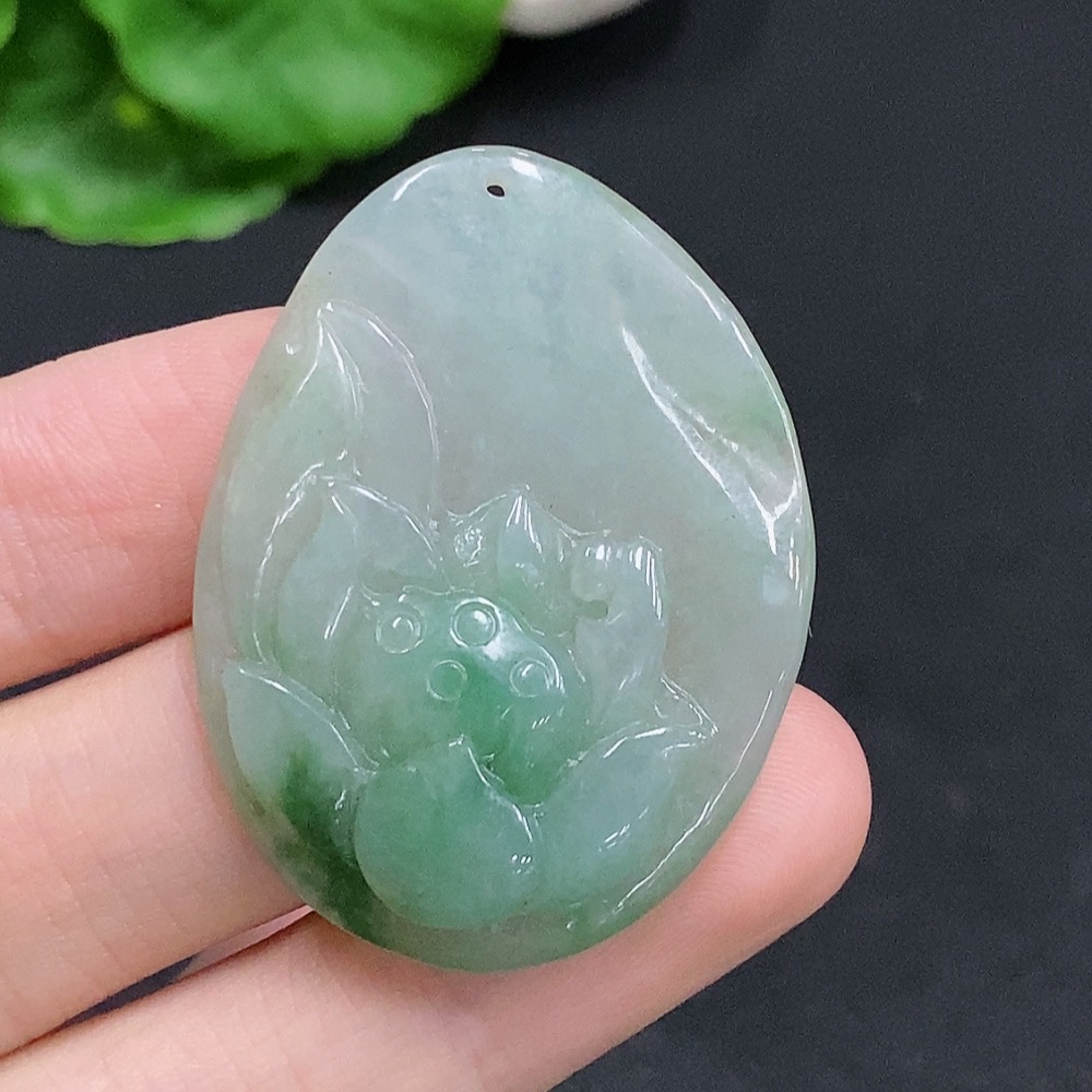 F30489210 JadeiteBlossom of Wealth and Honor Pendant
