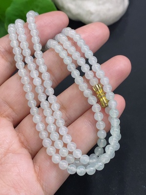 F33825690 Jadeite Bead Necklace Approx. 4mm Non-Gold Total Weight About 19g