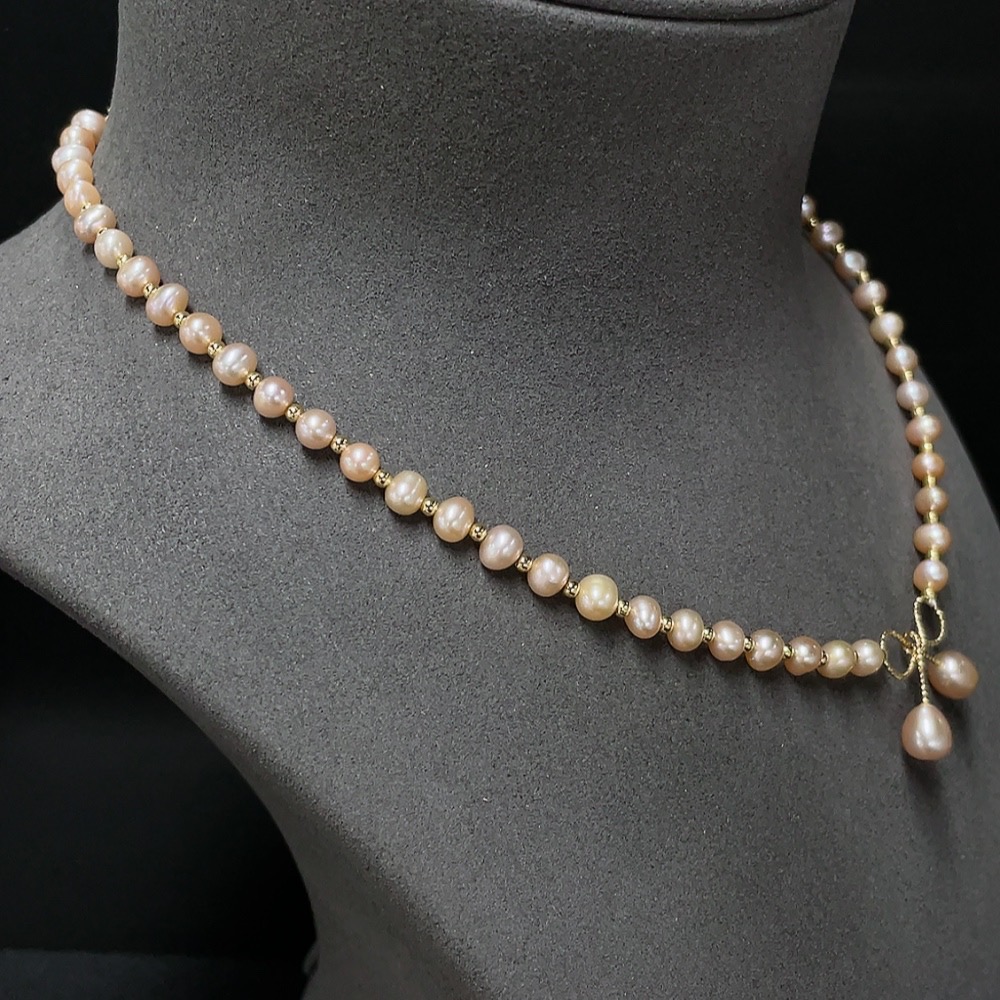 C34007300 Pearl Bead Necklace Non-Gold Total Weight Approx. 13.71g Size 5.6-6.7mm
