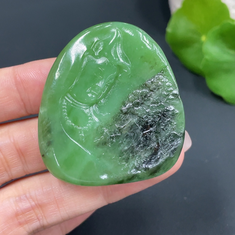 H18020522 Hetian Jade Pendant - Landscape Guanyin, Total Weight Approx. 30g