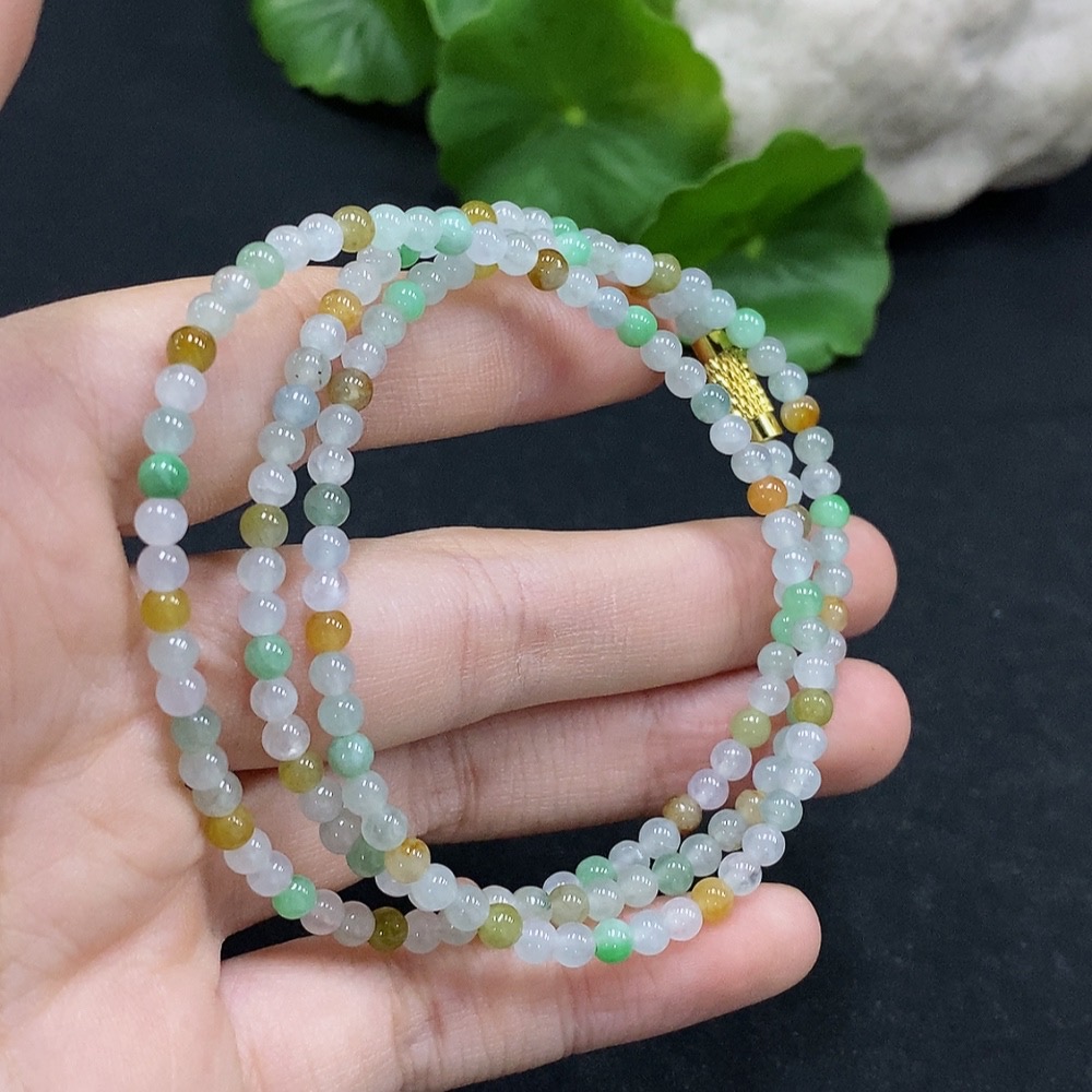 F33868157 Jadeite Beaded Necklace approx. 3.7mm total weight approx. 13.28g non-gold-inlaid color origin undetermined