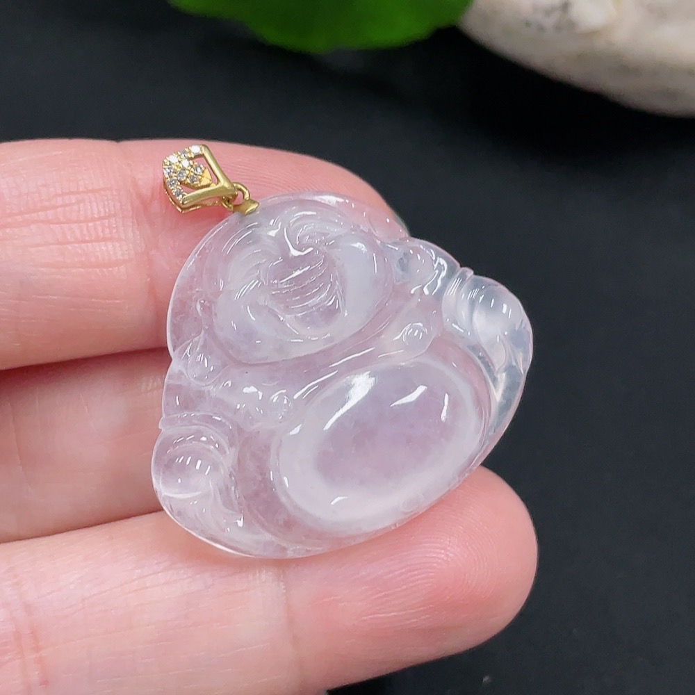 F30526926 Jadeite Buddha Pendant, 18K Gold, Total Weight Approx. 5.7g