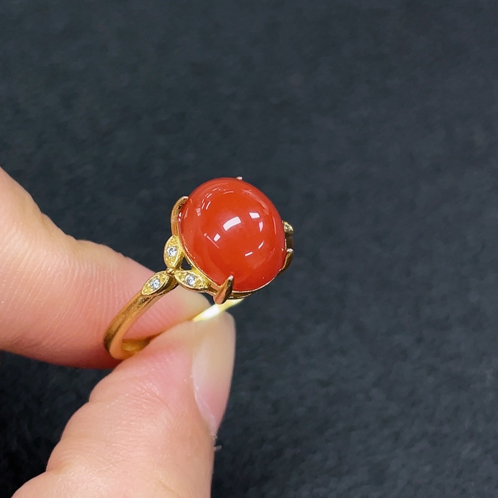 C33923305 South Agate Ring, Non-Gold, Adjustable, Total Weight Approx. 2.89g