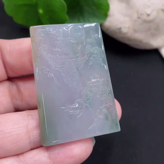 F31627283 Jadeite landscape pendant with total weight about 20.9g