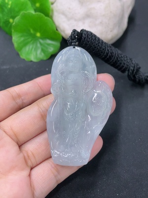 F46550459 翡翠观音牌挂件 货品总重约27.6g