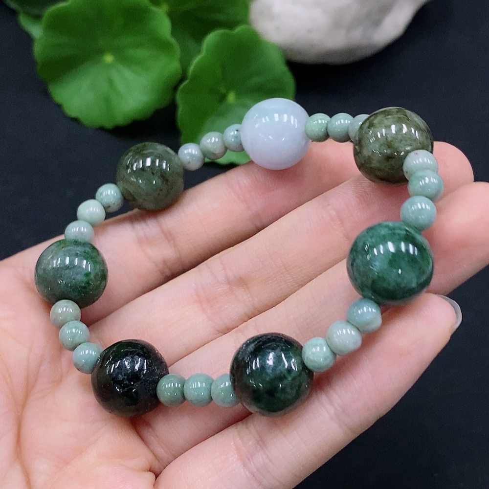 F29346882 Jadeite Bracelet Size 13/5mm Approx. Total Weight About 30.49g with Other Mineral Components