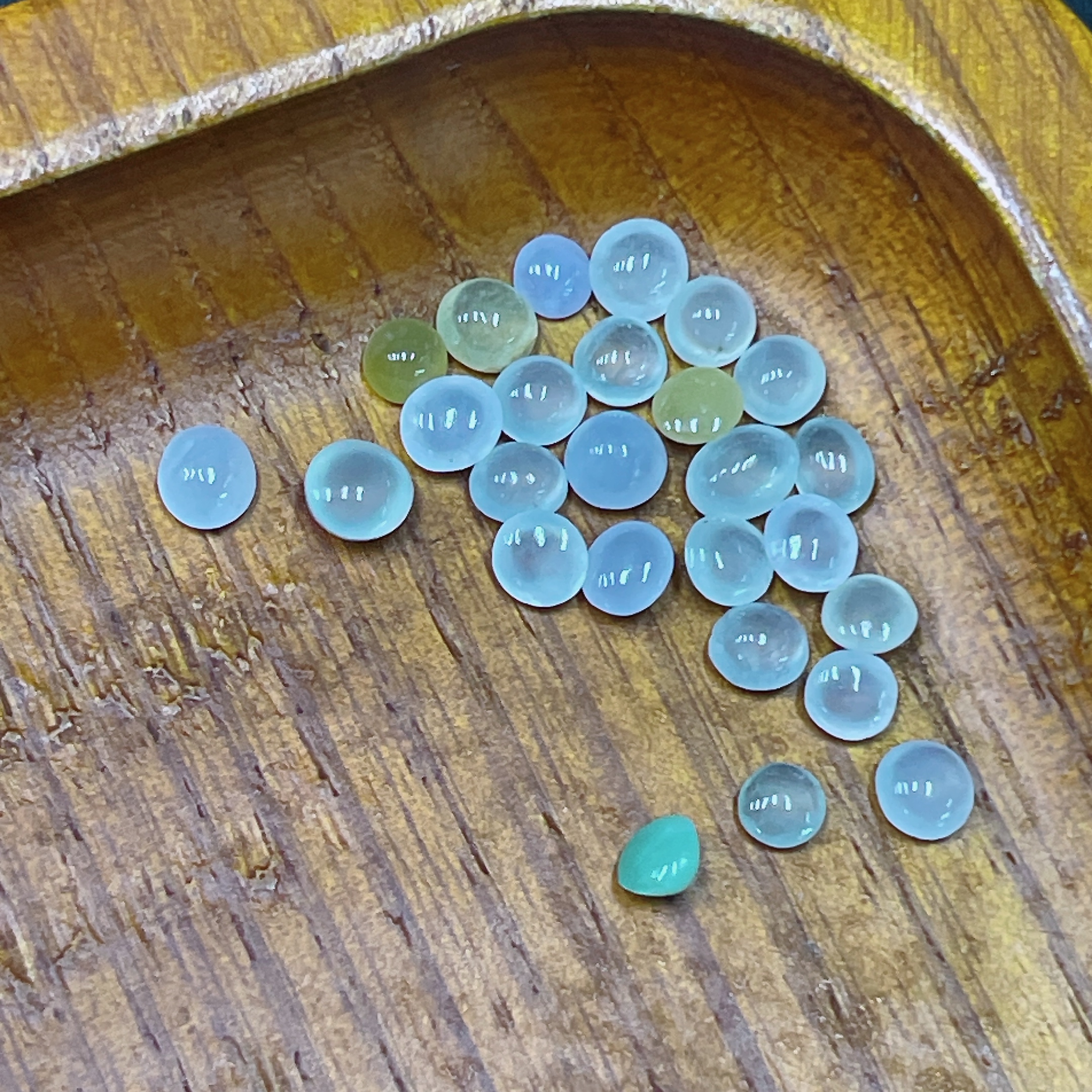 F34983846 Jadeite Cabochon Sell as a Lot Yellow Red Color Origin Undetermined