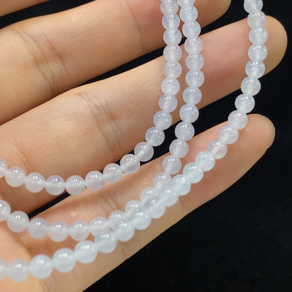 F33912021 Jadeite Beaded Necklace Approx. 3.6mm Total Weight Approx. 16g Non-gold Clasp