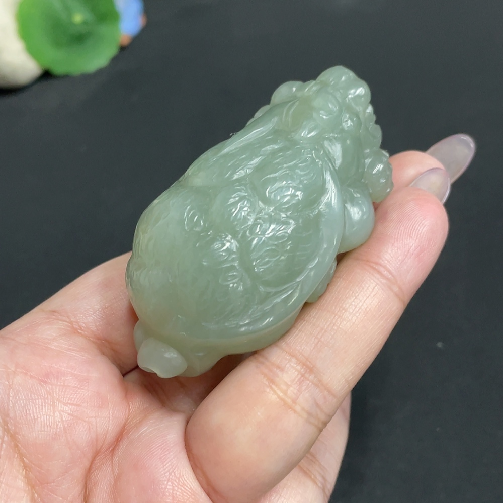 H34956902 Hetian Jade Handheld Piece, Dragon Turtle, Total Weight Approx. 107.8g