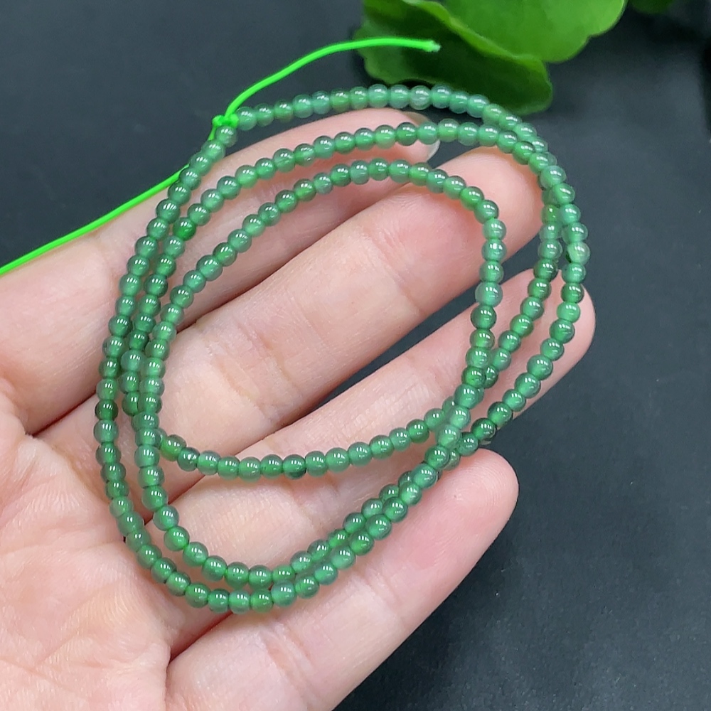 F21426154 Jadeite Beaded Necklace Approx. 3mm Total Weight 7.07g