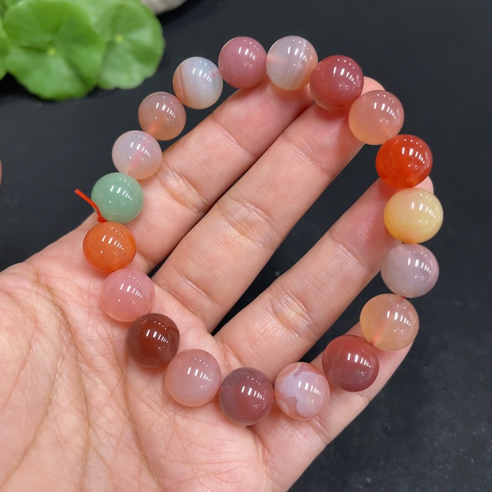 H34037707 Yanyuan Agate Bracelet, Approx. 10mm Beads, Total Weight About 28.2g
