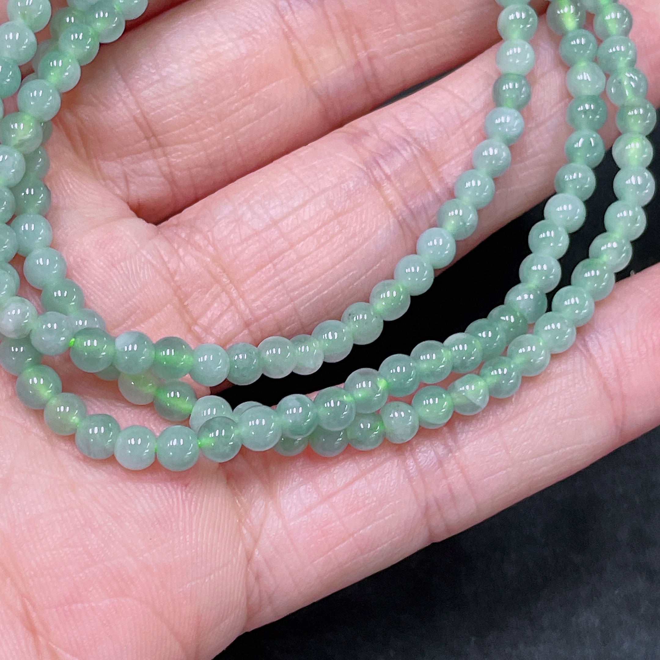 F33839295 Jadeite Bead Necklace Approx. 3.8mm Non-Gold-Set Total Weight Approx. 14.36g