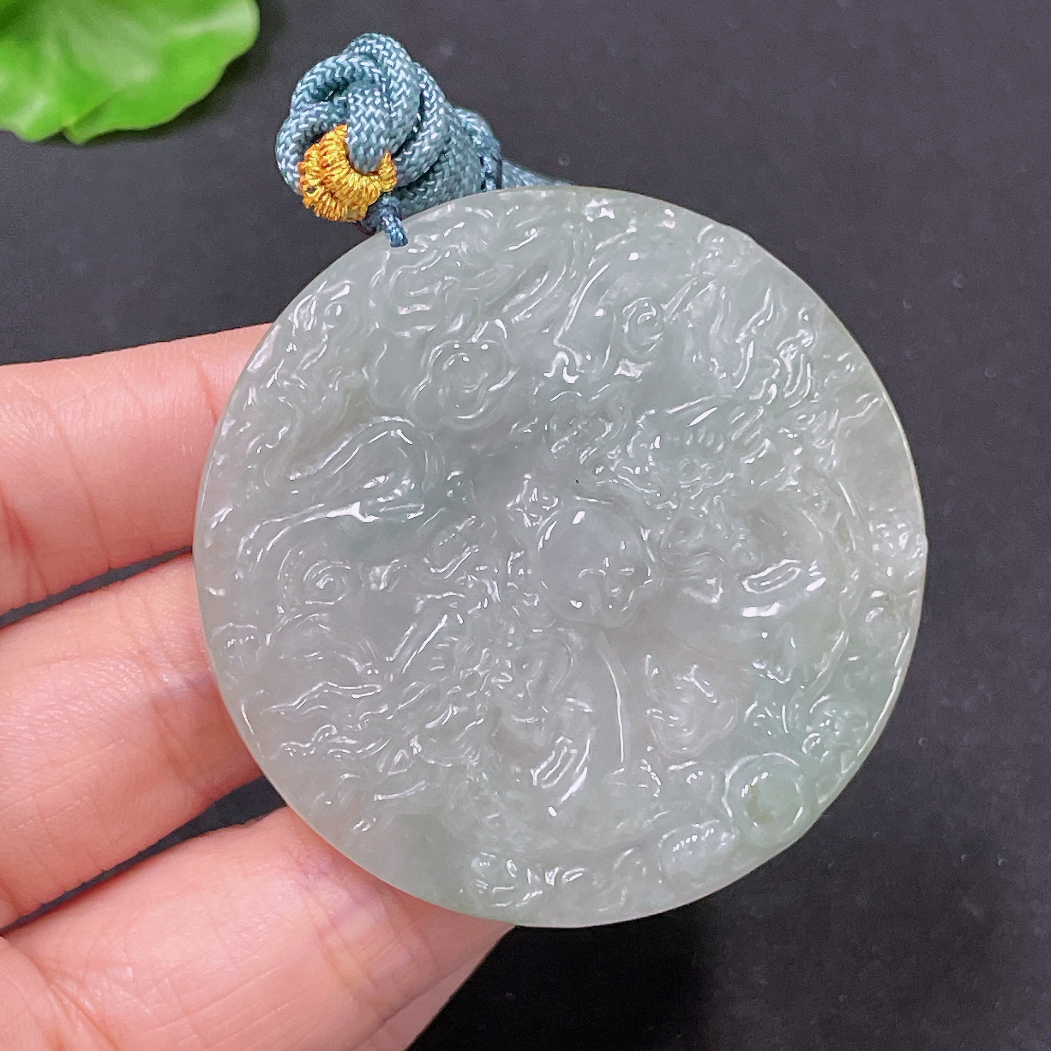 F35105356 Jadeite Pendant Dragon Plaque with Cord Total Weight Approx. 33.81g