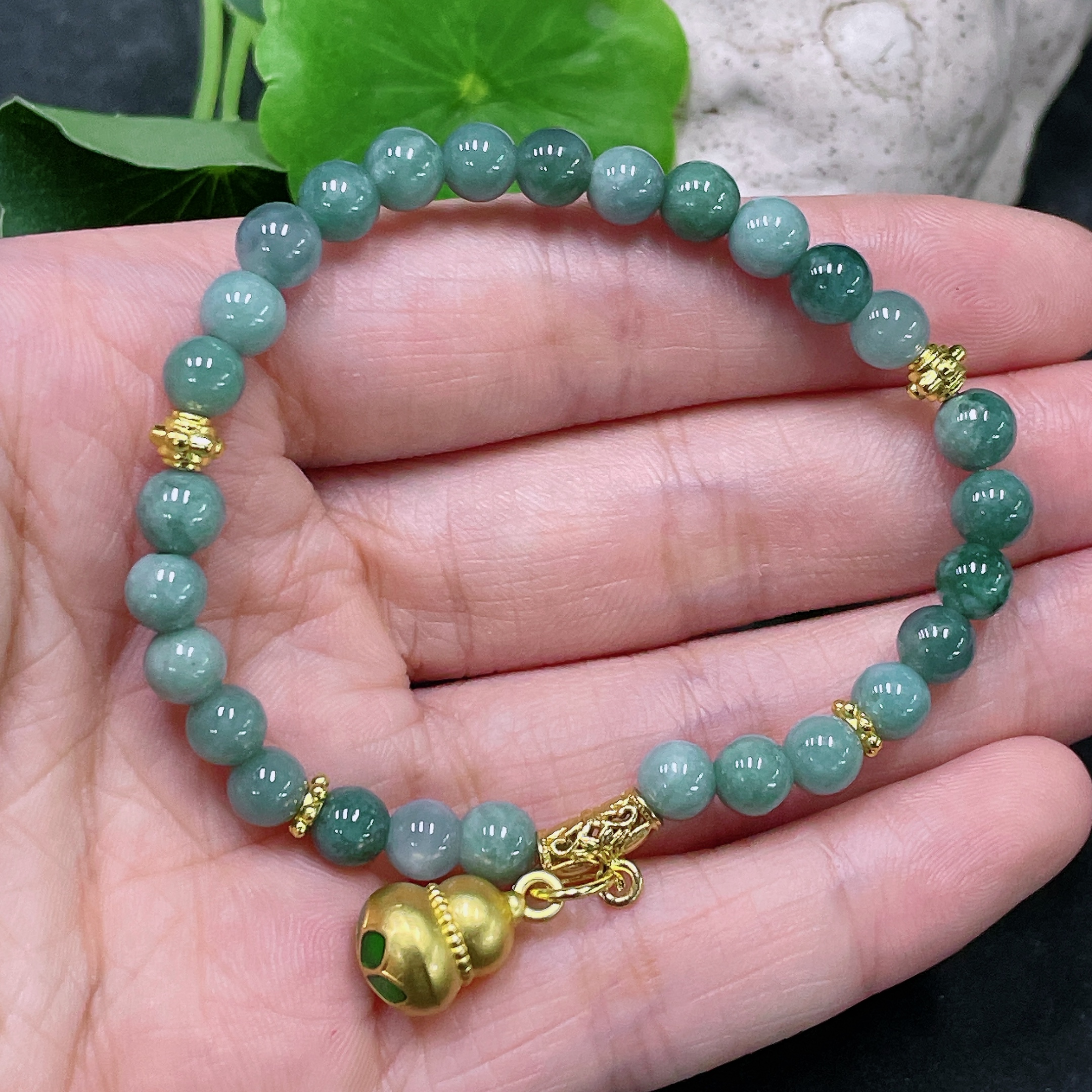 F32748453 Jadeite Bracelet Non-Gold Total Weight Approx.13.88g Size About 6mm