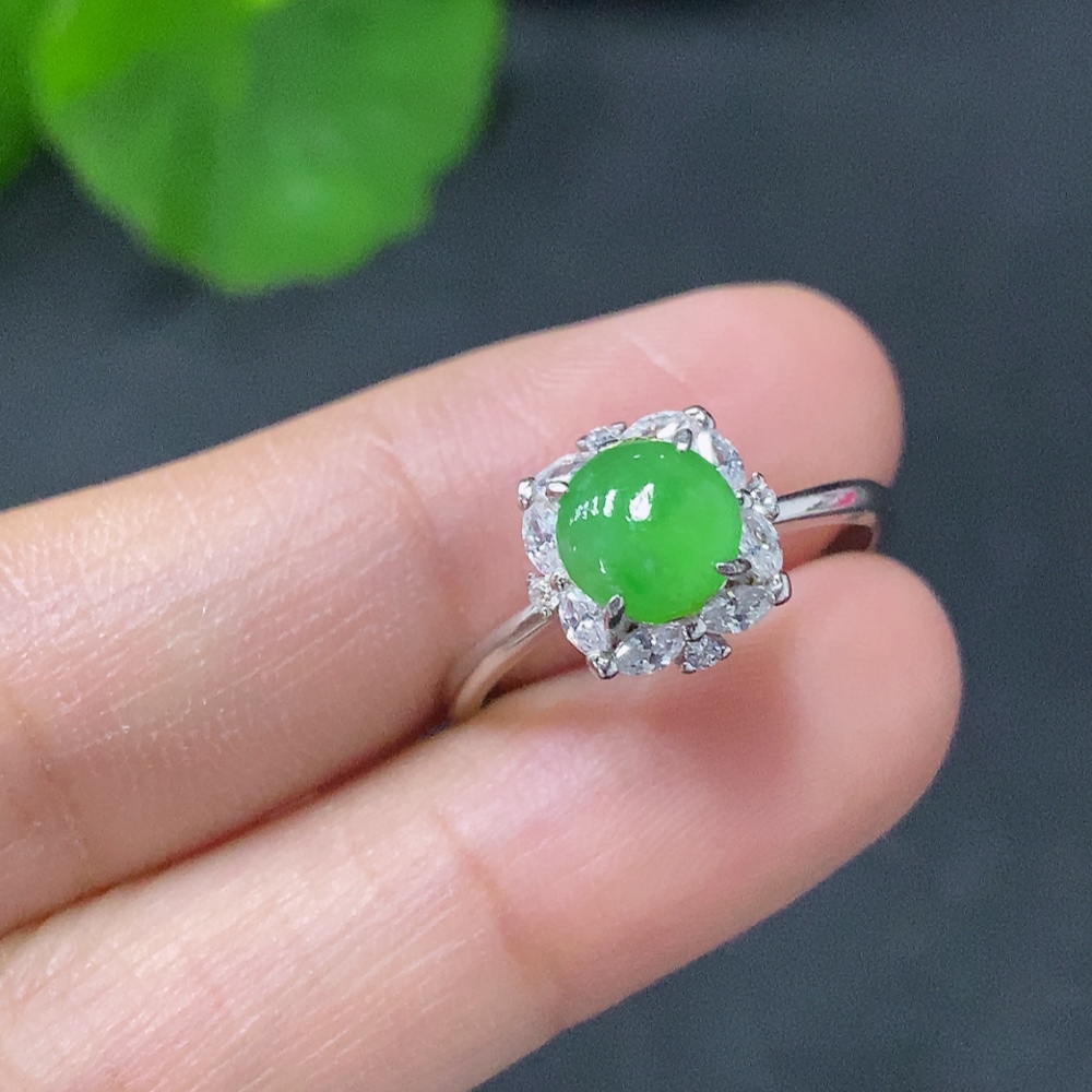 F31593646 Jadeite Inlaid Ring Non-Gold Adjustable Total Weight Approx. 1.97g