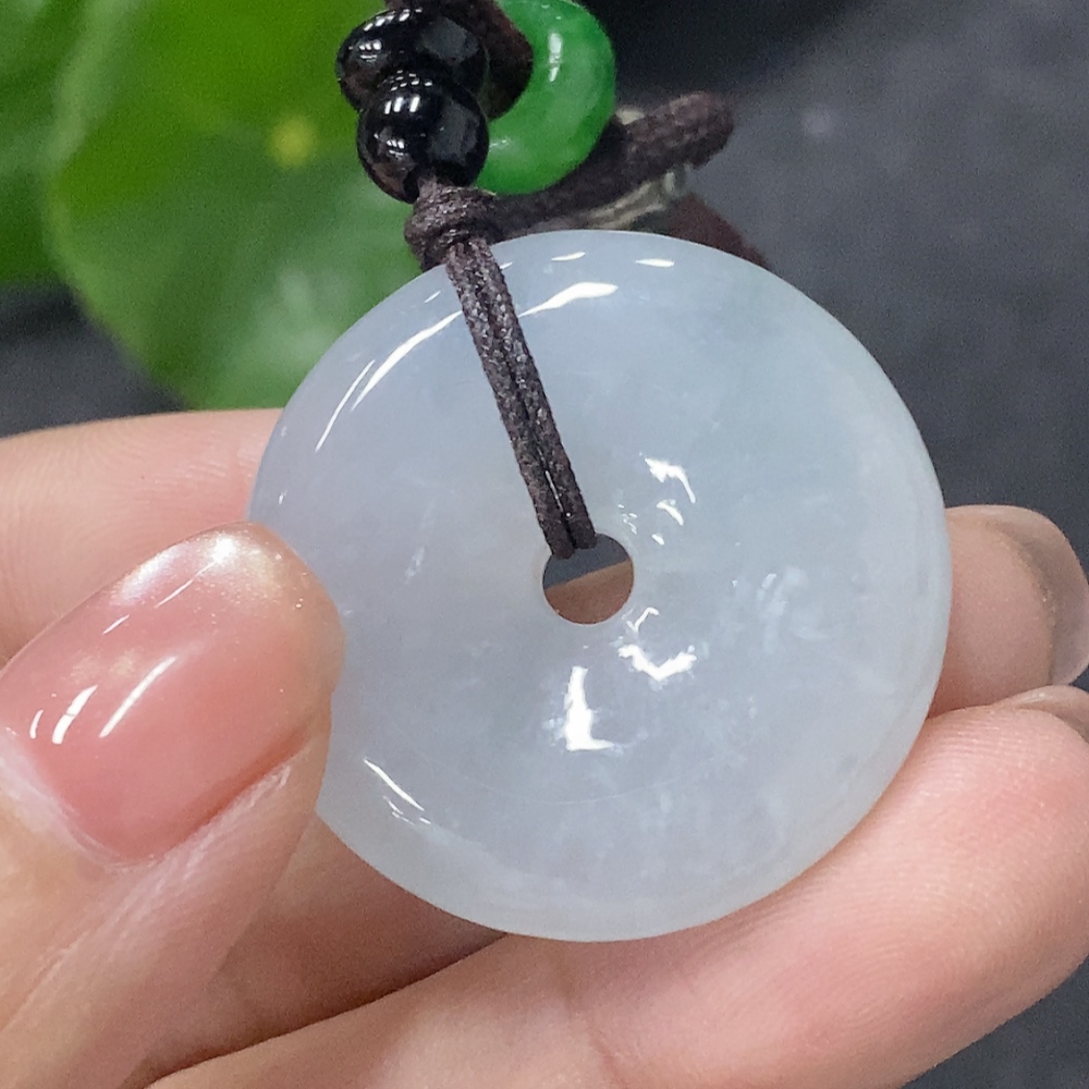 F34042353 Jadeite Pendant Peace Knot Total Weight Including Rope 14.45g With Non-Grade A Beads