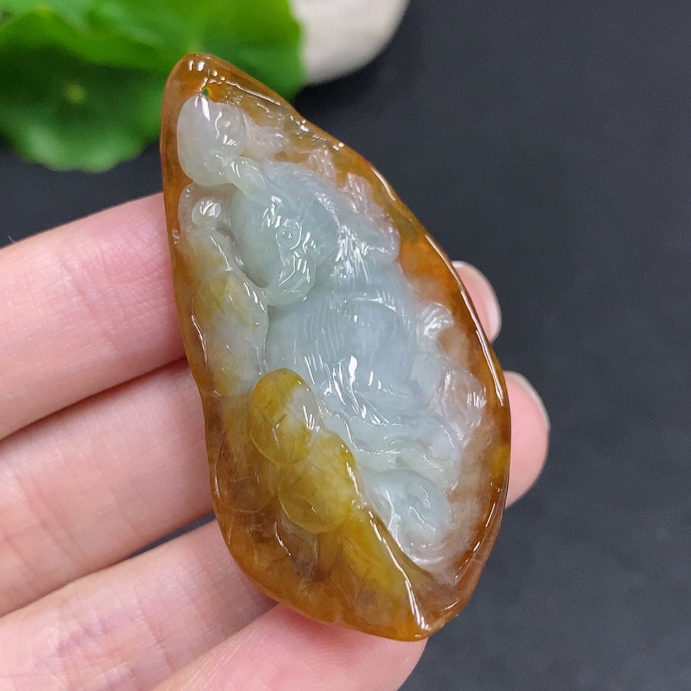 F34035019 Jadeite Pendant Total Weight Approx. 26.3g Yellow Color Origin Undetermined