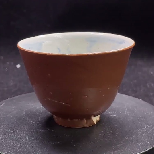 W27164441 Porcelain, Mint Condition, Qing Dynasty Soy-Glazed Blue and White "Abundance of Gold and Jade" Cup (subject to actual item)