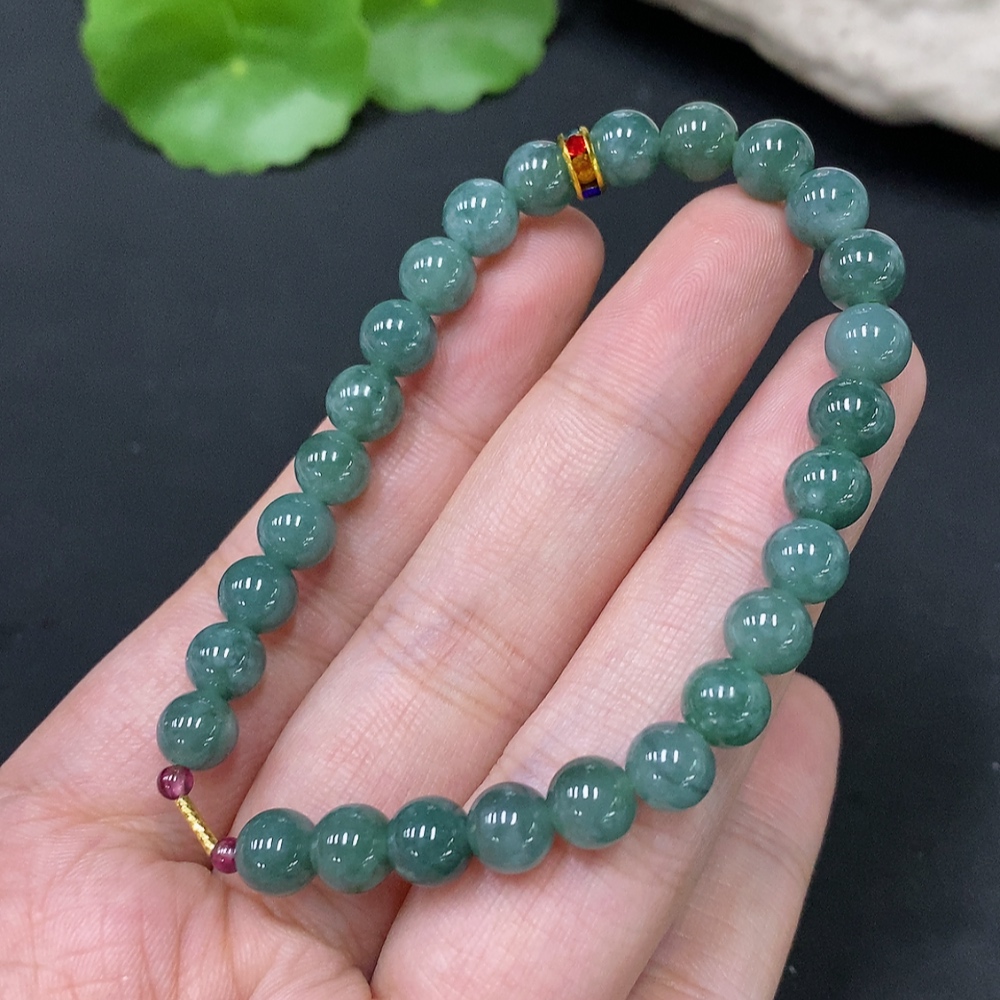 F27123254 Jadeite Bracelet Total Weight Approx.13.04g Oblong Beads 18k Rest Non-Gold Size Approx.6.7mm