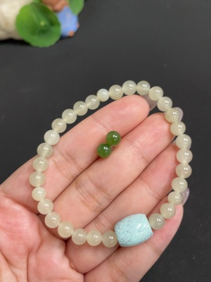 H33901118 Hetian Jade Bracelet Inlaid Earrings Total Weight Approx. 13.2g Non-Gold