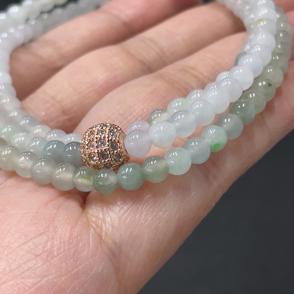 F34978056 Jadeite Beaded Necklace Approximately 4.3mm Bead Size Total Weight About 20.7g Non-Gold Accessory Beads